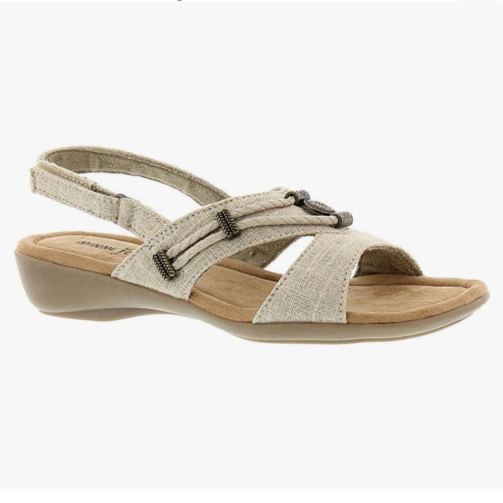 New Minnetonka Silvie Linen Slingback Sandals Woman’s 9WW